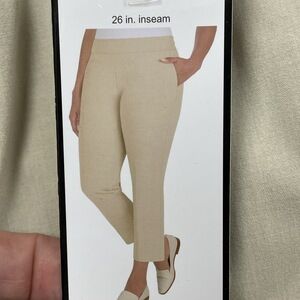 Hilary Radley Women's XL Slim Leg Pants Heather Light Sand d1054